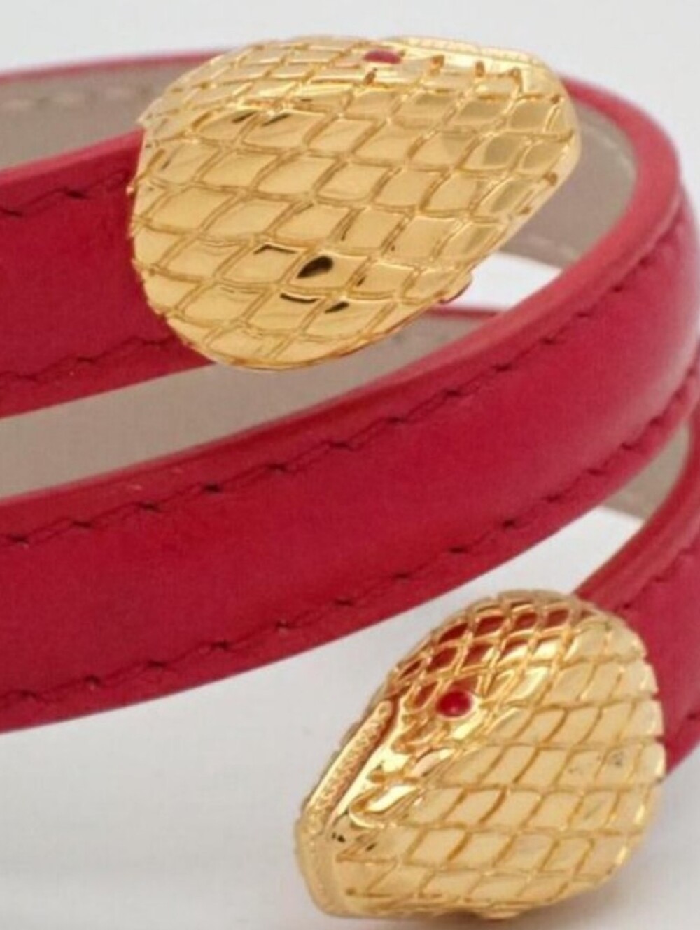 BVLGARI Women's Red Serpenti Forever Leather Bracelet/ NEW